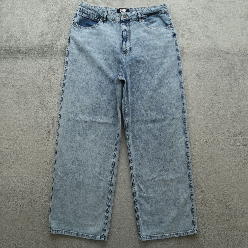 DKNY Jeans Women's Size 32 Blue High-Rise Wide-Leg Denim Pants 30.5" Inseam